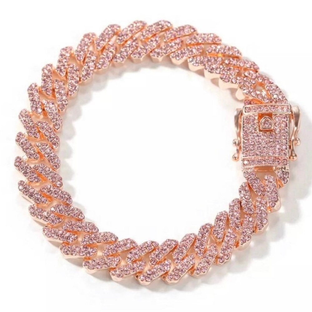 Pink 9 inch Cuban link anklet